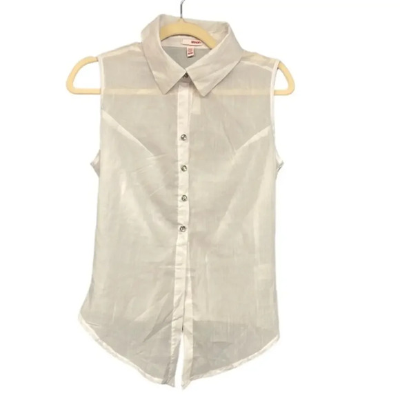 NWT BONGO White Sleeveless‎ Button-Down Top Size Medium (M) - Picture 1 of 9